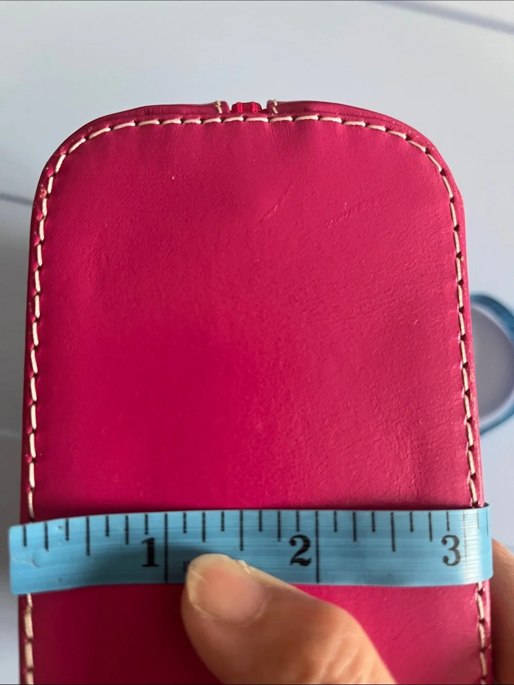 Vera Pelle Bright Pink Leather Wristlet Clutch with Gold Ring